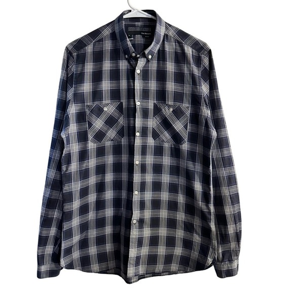 The Kooples Check Plaid Button Down Long Sleeve Cotton Men Fitted Shirt Medium - Picture 1 of 9